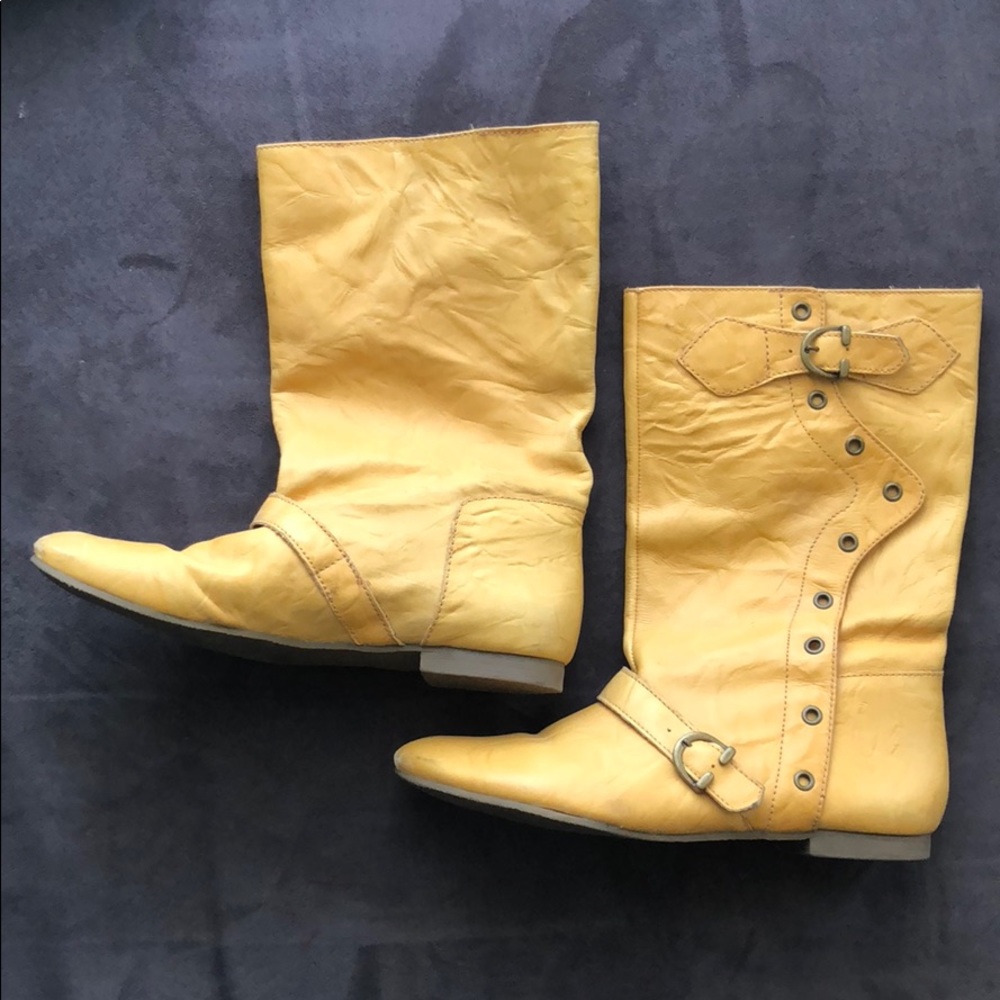 Yellow Leather Boots